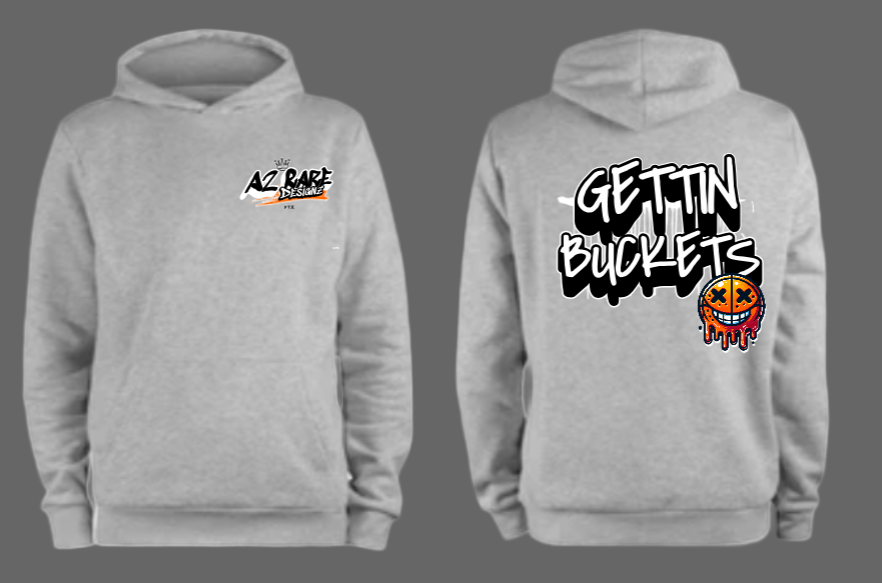 Gettin Buckets Gray Hoodie - White
