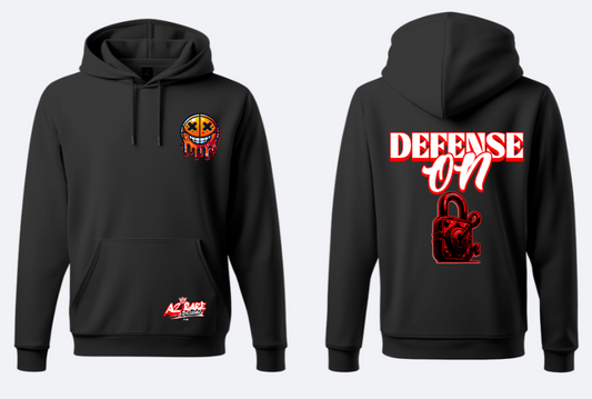 Defense on Lock Black Hoodie - Red