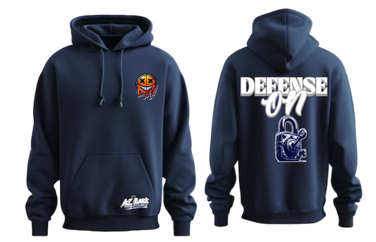 Defense on Lock Navy Hoodie - White