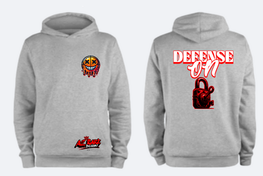 Defense on Lock Gray Hoodie - Red