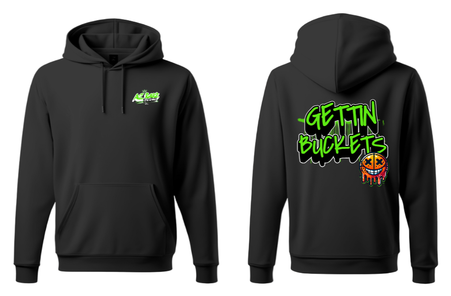 Gettin Buckets Black Hoodie - Green