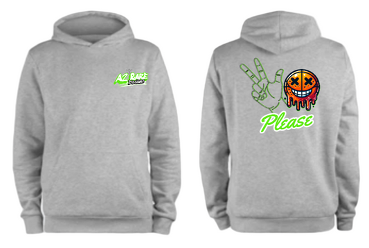 Three's Please Gray Hoodie - Green