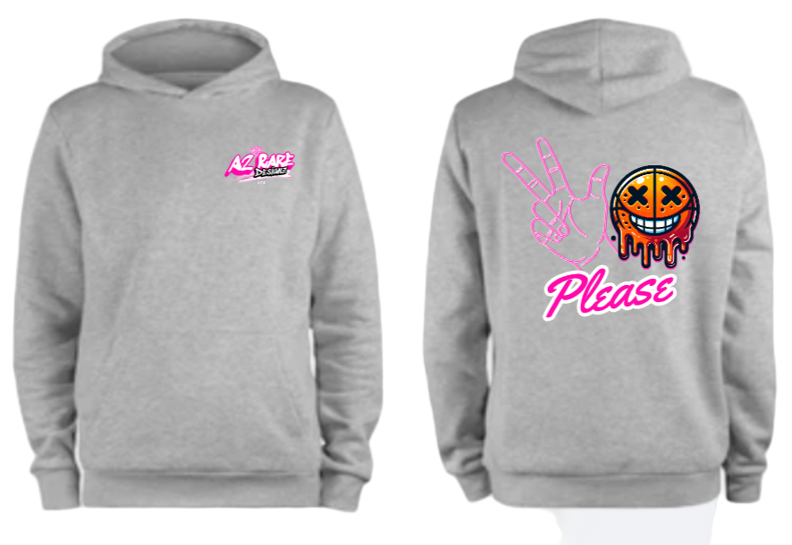 Three's Please Gray Hoodie - Pink
