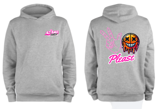 Three's Please Gray Hoodie - Pink