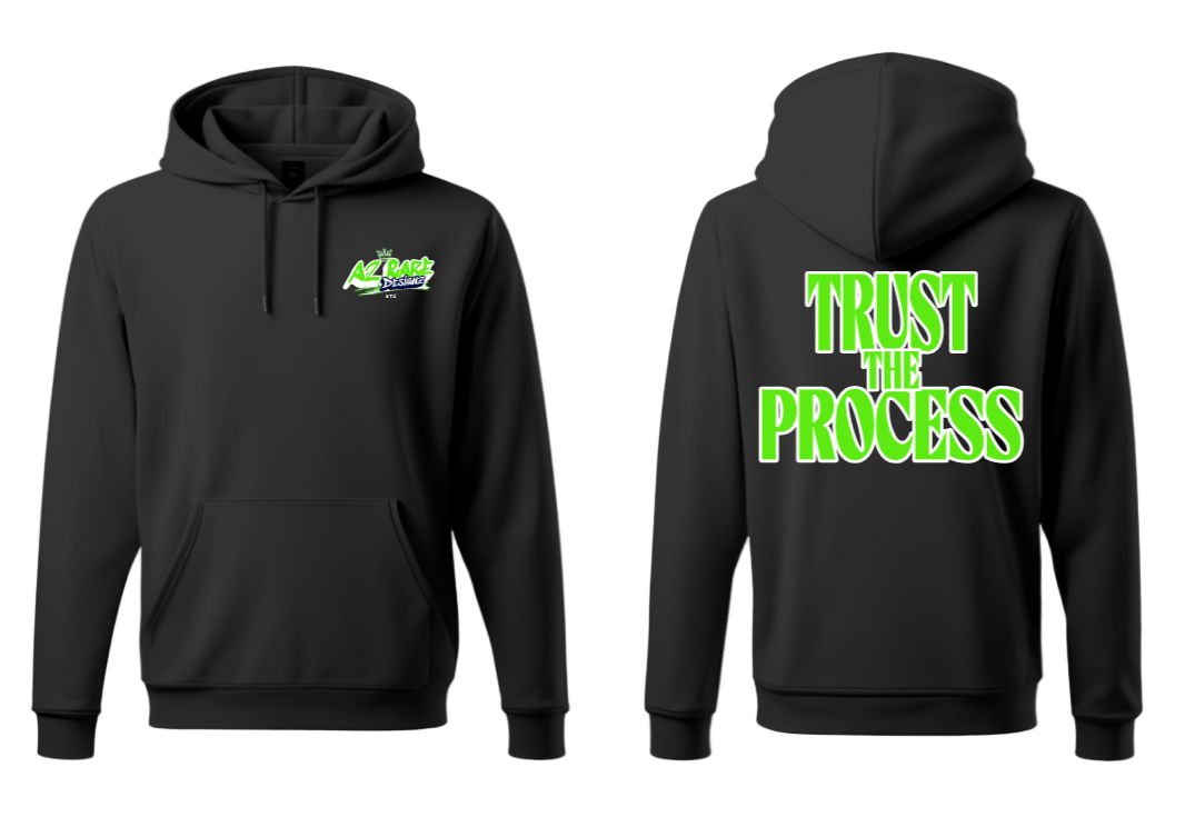 Trust the Process Black Hoodie - Green